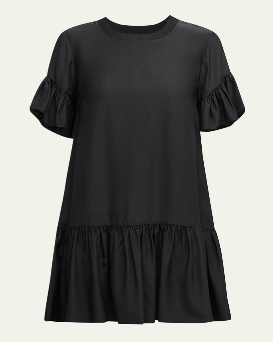 Leilah Silk Dropped-Waist Flounce Mini Dress
